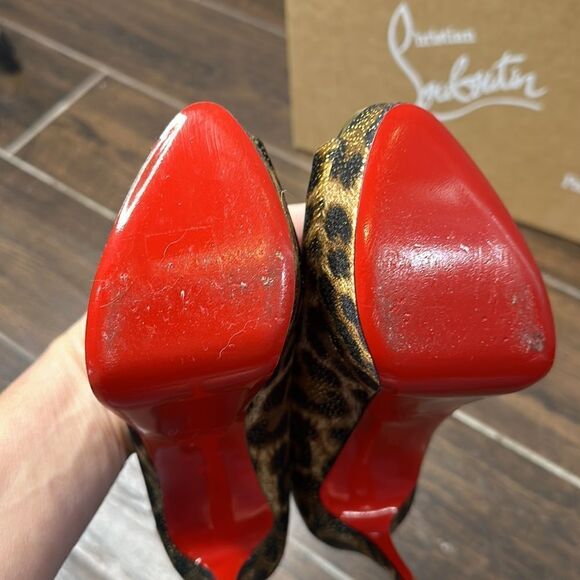 👠Christian Louboutin Heels Print Lady Claude Peep Toe Leopard Pumps Size 36 - Picture 7 of 7